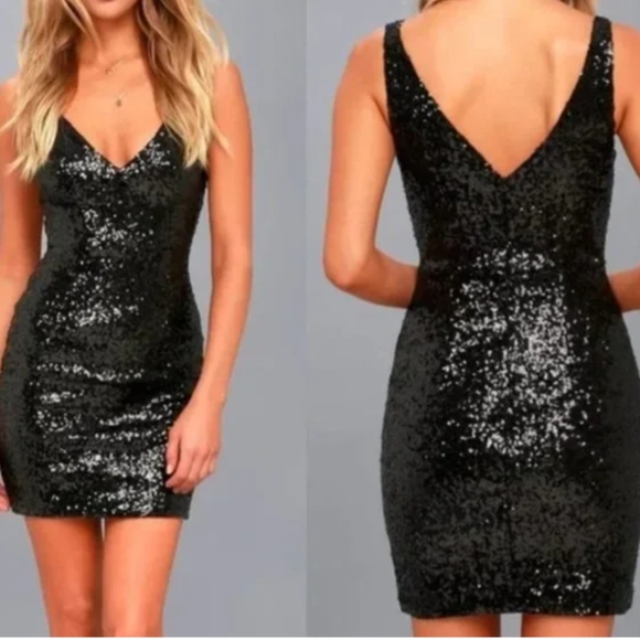 Amber Blue Sequin Black Cocktail/Prom Mini Dress Size Medium - Picture 6 of 6